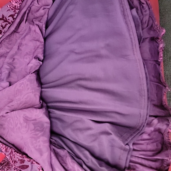 Paris Hues Flocked Feel Babydol Dress w/ Bell Sleeves purple/burgundy sz XL - Picture 12 of 16